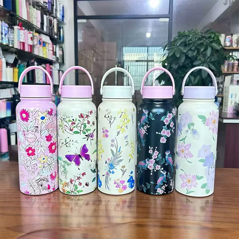 1L flower printed bottle