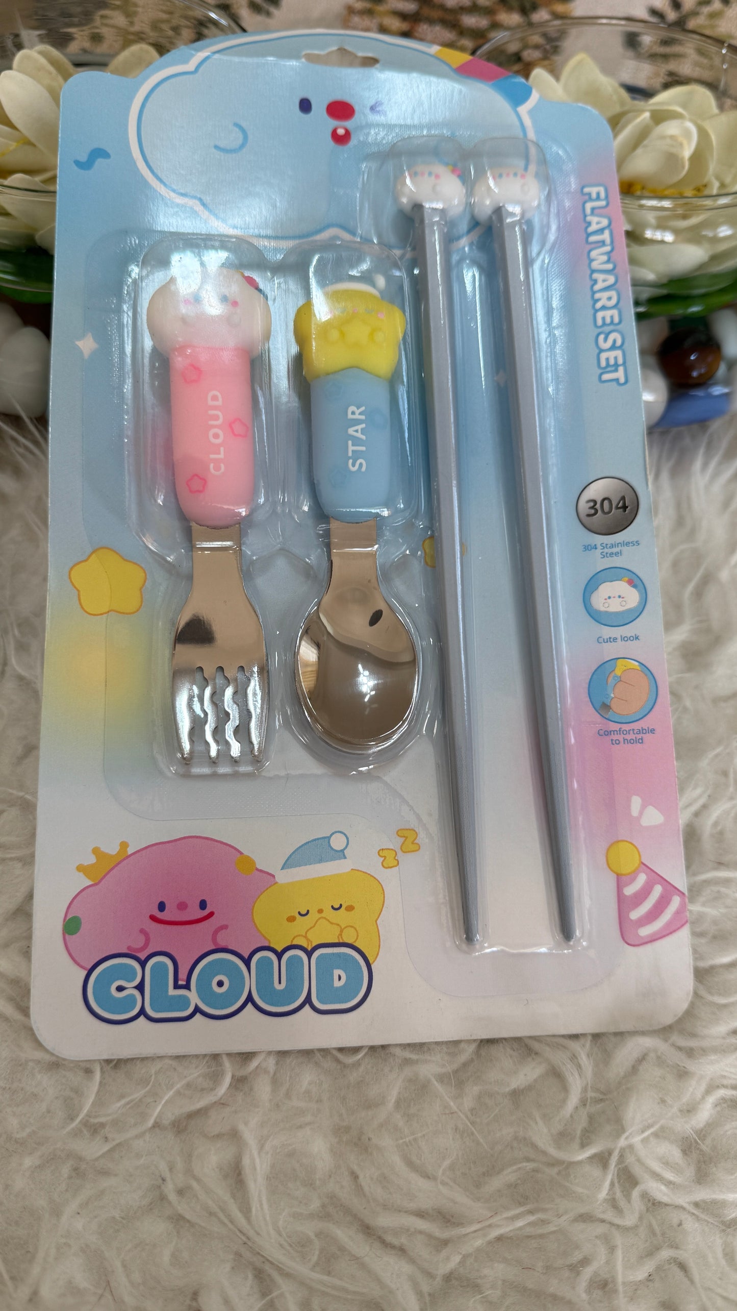 Fork and spoon set with chopsticks