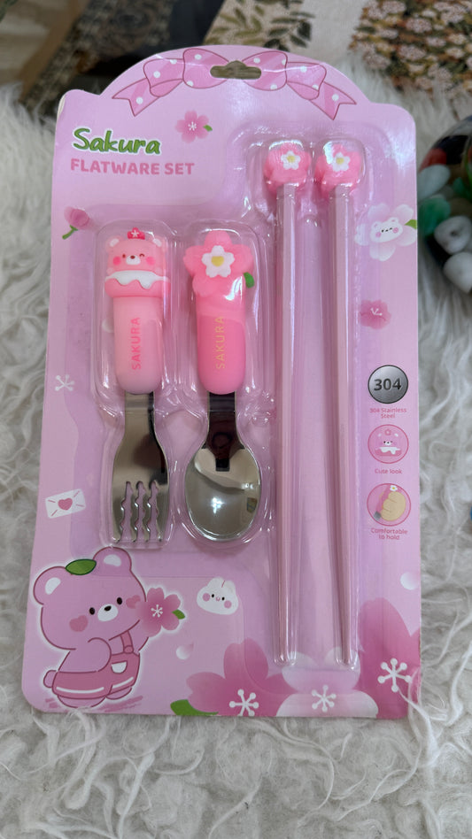 Fork and spoon set with chopsticks