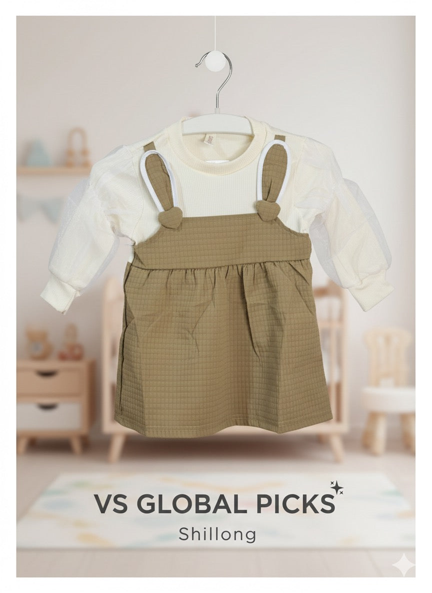 Trendy Suspender Baby Girl Frock with Full Sleeves MA221