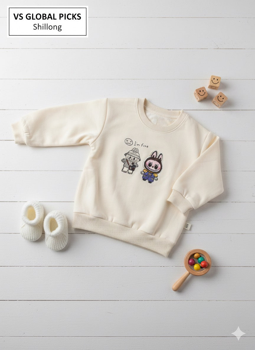 🌼 Baby Cozy Floral Sweatshirt – Soft Cream (Unisex)