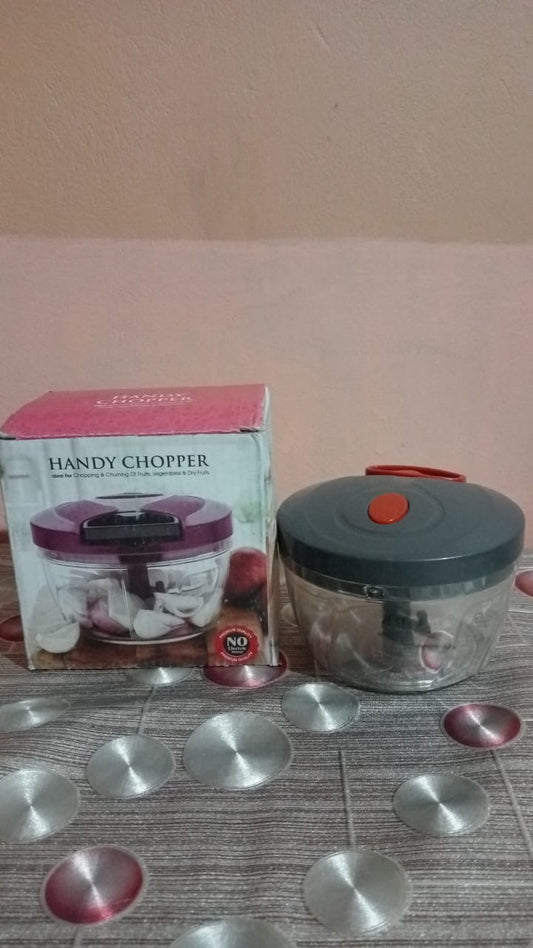 Handy Mini Chopper 450ml | Manual Vegetable & Fruit Chopper with 3 Stainless Steel Blades | Pull Onion & Garlic Cutter | Compact Kitchen Tool for Daily Use