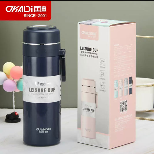Kuangdi 5032 Insulated Cup, 304 Stainless Steel Straight Cup with Portable Steel Ring, Portable and Easy to Carry.
