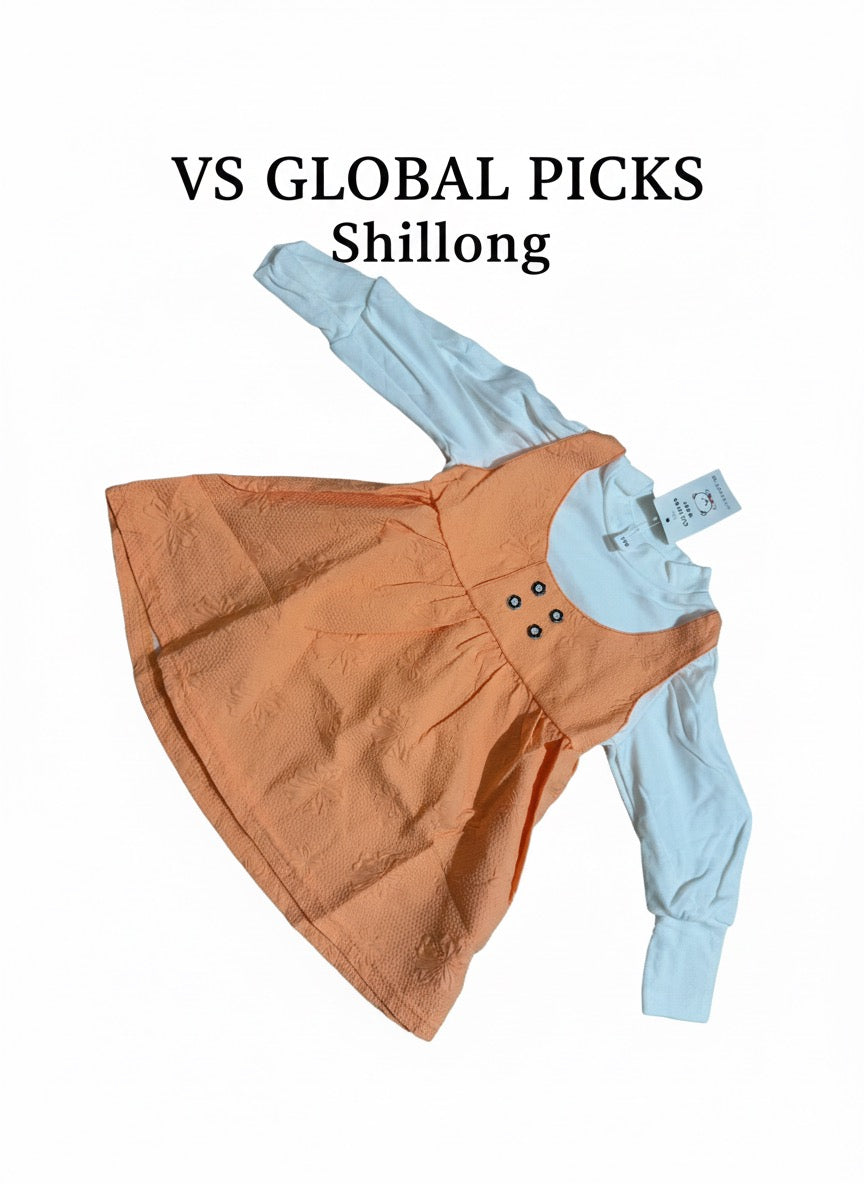 Super cute & comfortable frock for baby girls. Made from soft fabric that is gentle on sensitive skin. Perfect for birthdays, outings & daily wear.

✨ Features
	•	Beautiful white & orange design
	•	Soft & breathable fabric
	•	Sleeveless with flared skirt