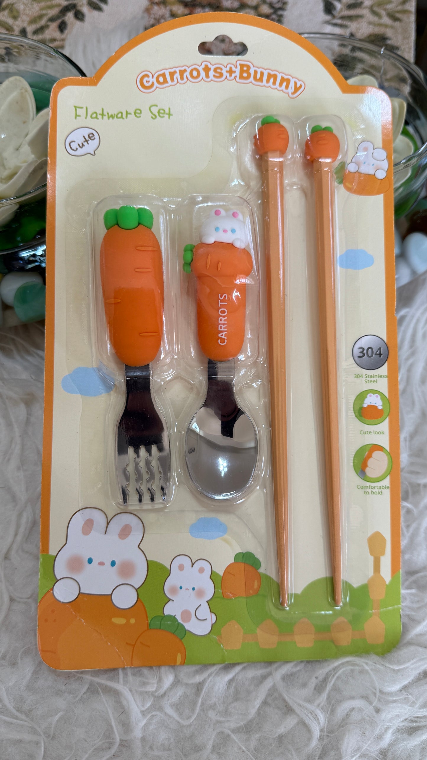 Fork and spoon set with chopsticks