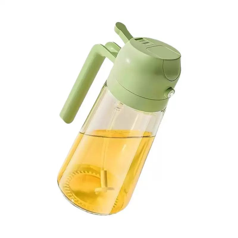 500ml 2 in 1 Olive Oil Sprayer and Oil Dispenser Bottle for Kitchen, Glass Oil Bottle with Premium Nozzle, Oil Sprayer for Air Fryer, Salad,BBQ,Roasting etc .