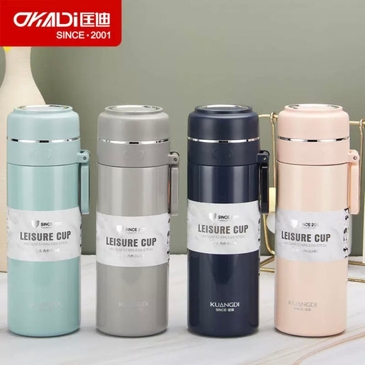 Kuangdi 5032 Insulated Cup, 304 Stainless Steel Straight Cup with Portable Steel Ring, Portable and Easy to Carry.