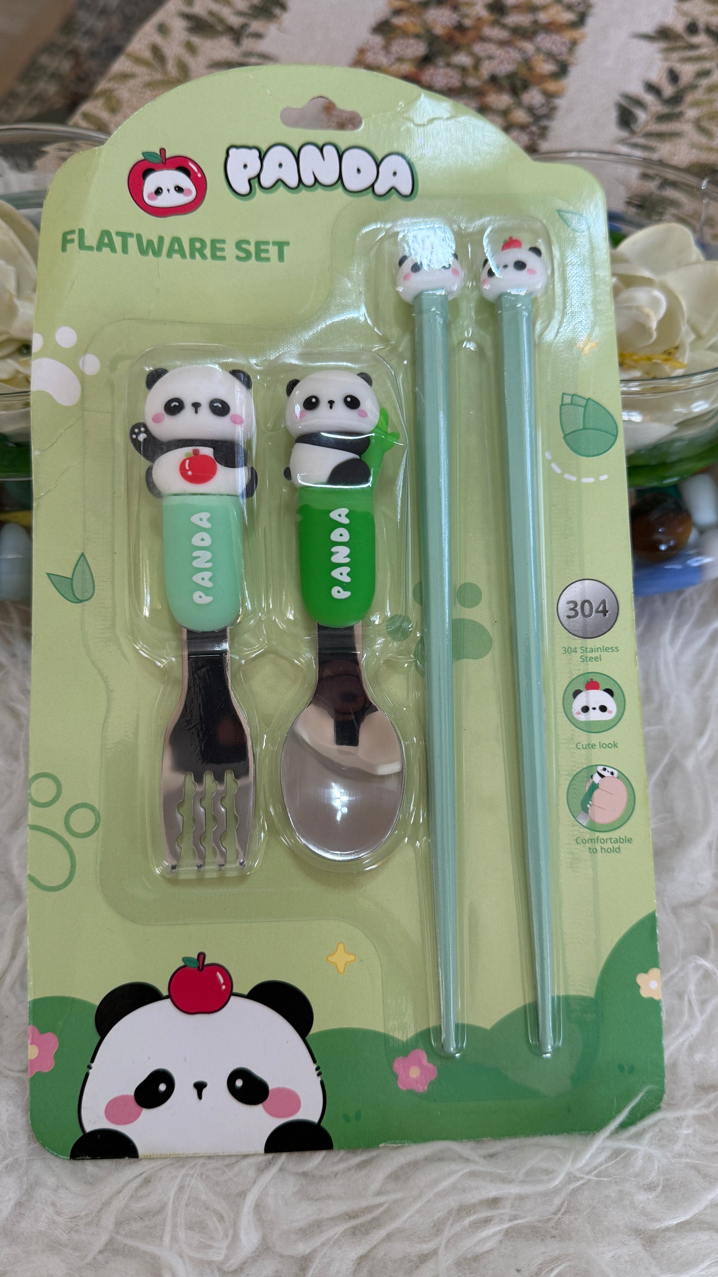 Fork and spoon set with chopsticks