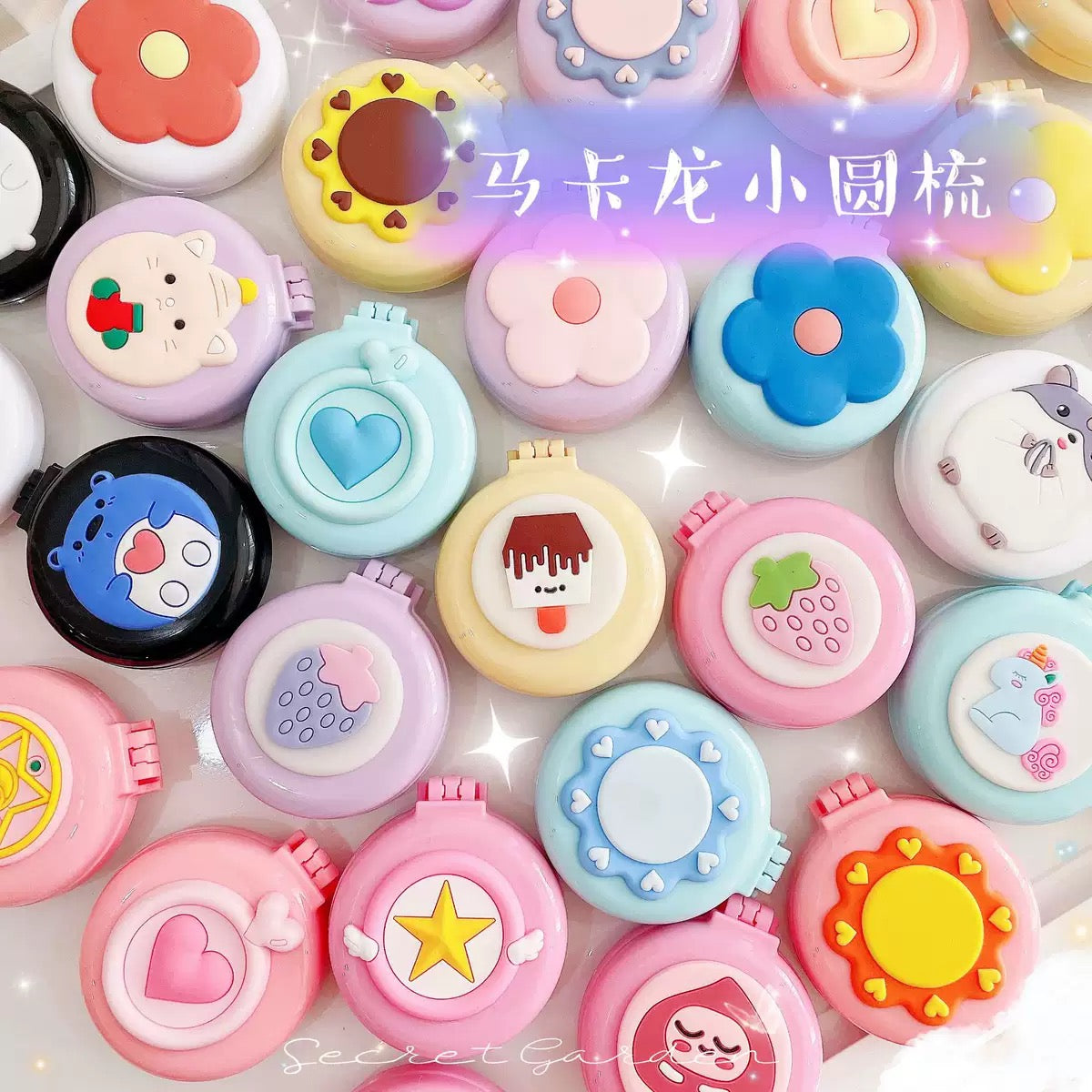 Cartoon Printed Mini Mirror Comb