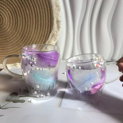 Feather glass mug