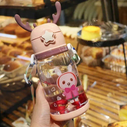 Cartoon water bottle with straw