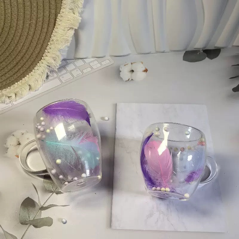 Feather glass mug