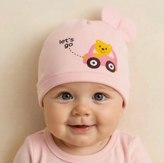 Pure Cotton Baby Stretch Cap, for Age 0-6 Months