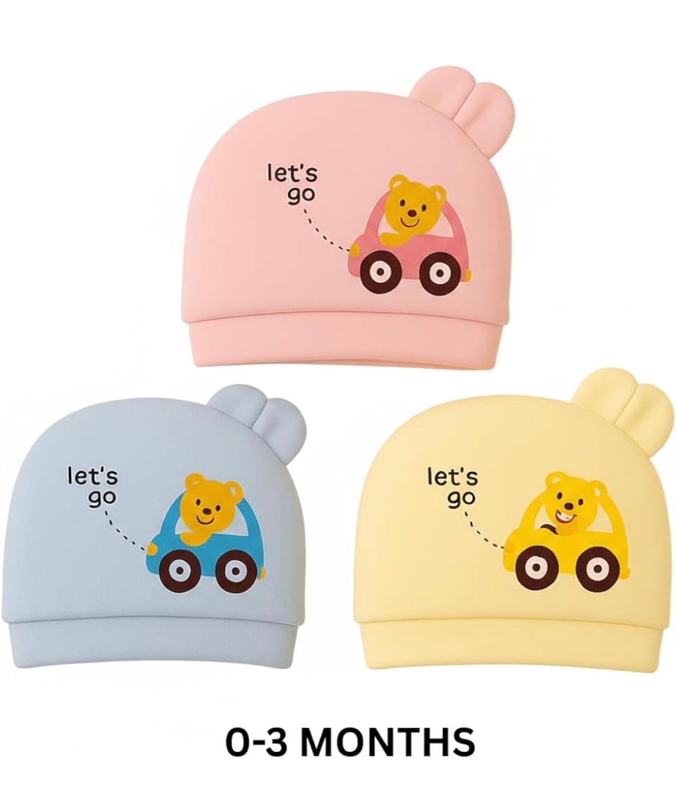 Pure Cotton Baby Stretch Cap, for Age 0-6 Months