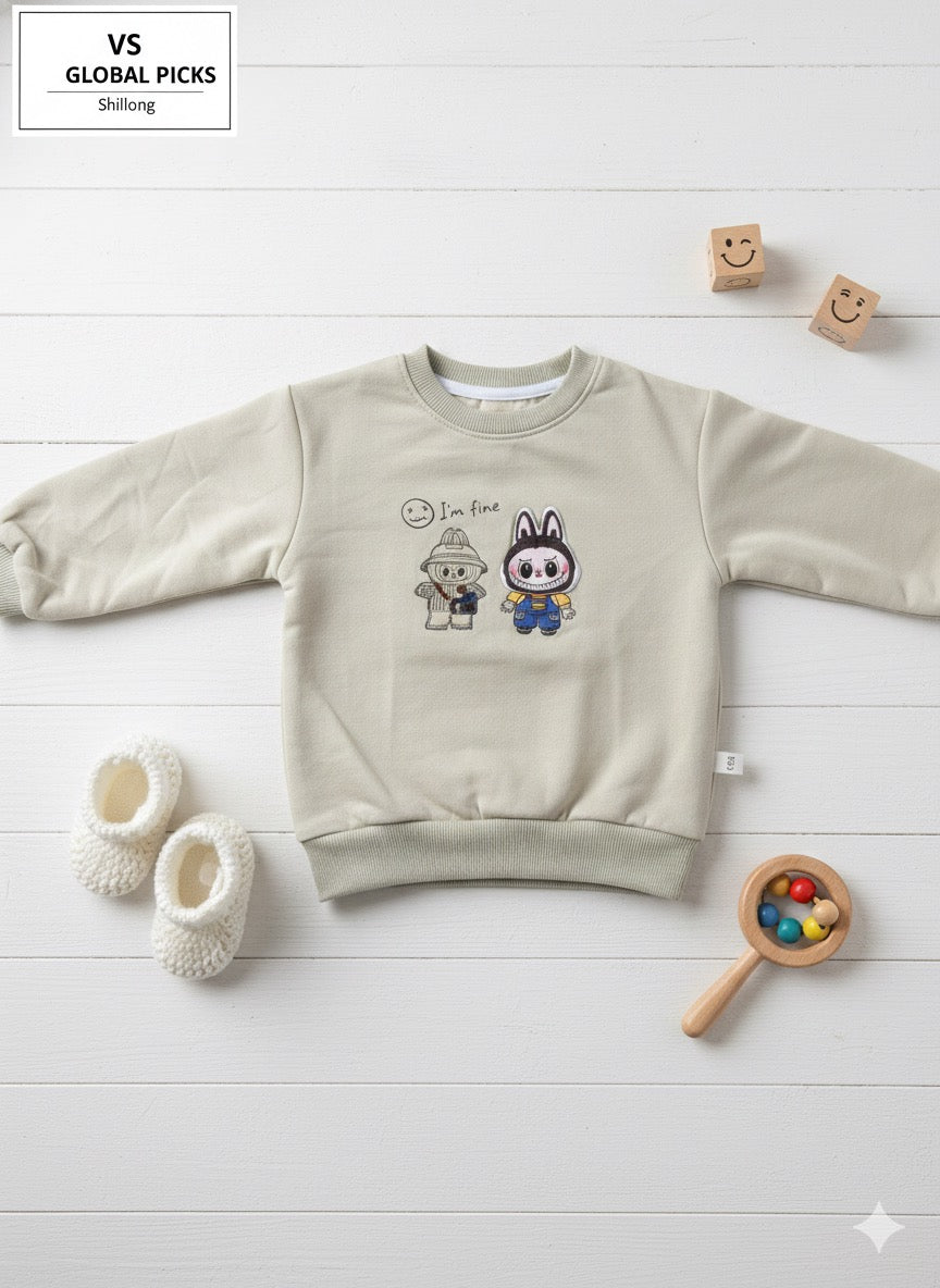🌼 Baby Cozy Floral Sweatshirt – Soft Cream (Unisex)