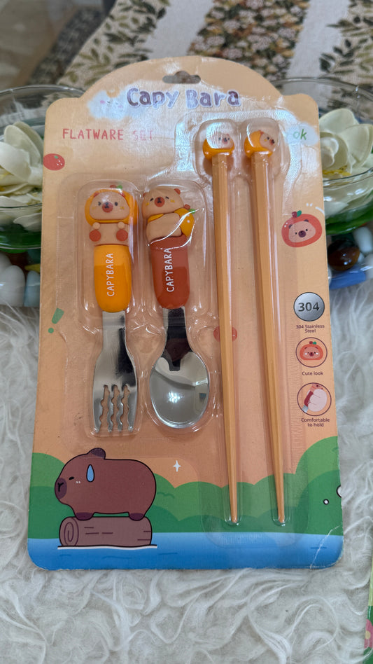 Fork and spoon set with chopsticks