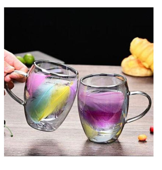 Feather glass mug