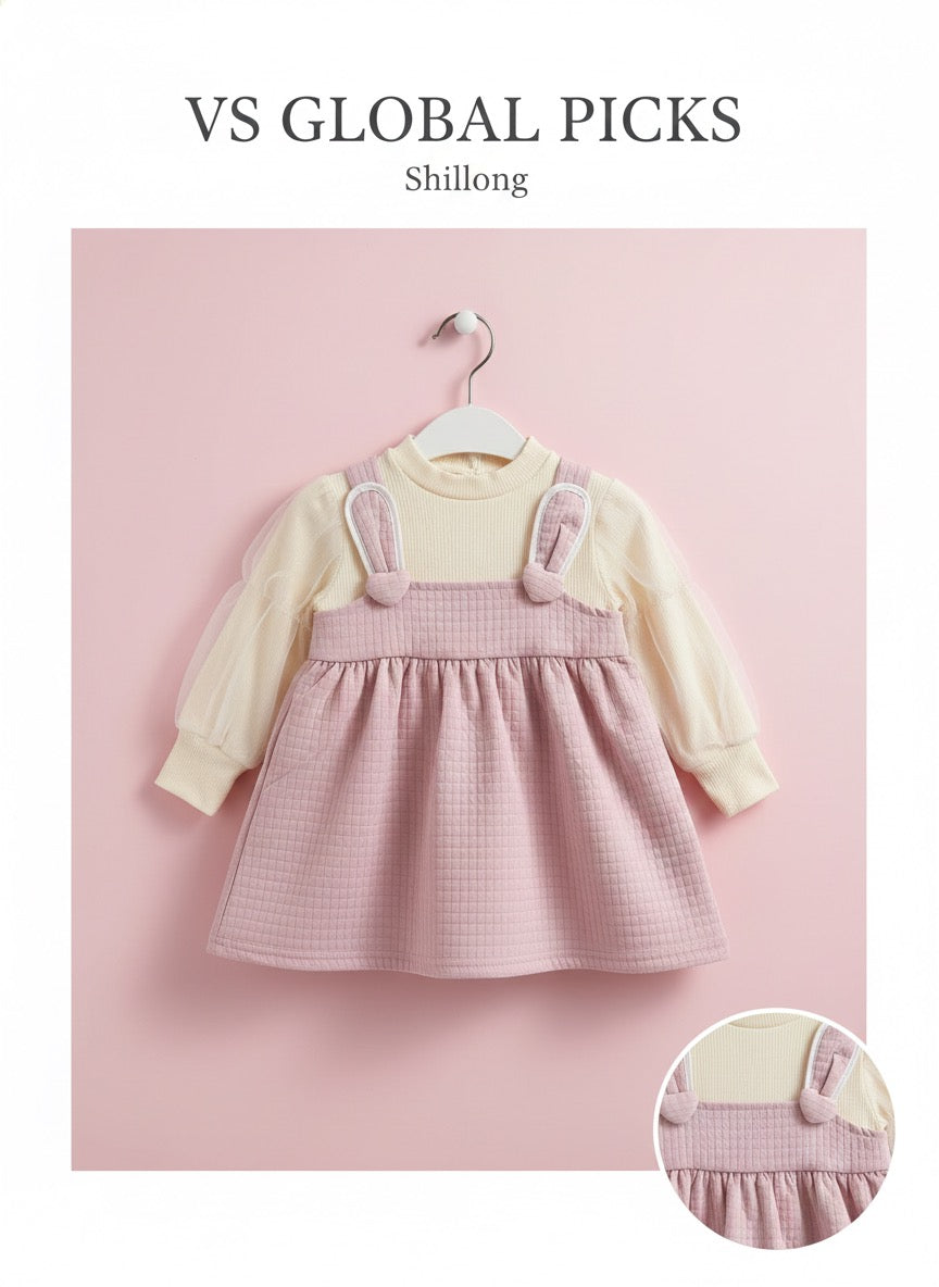 Trendy Suspender Baby Girl Frock with Full Sleeves MA221