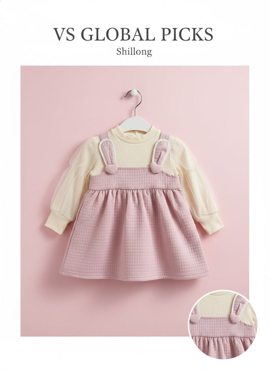 Trendy Suspender Baby Girl Frock with Full Sleeves MA221